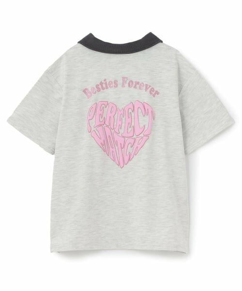 PINK-latte / ピンク ラテ Tシャツ | 【接触冷感】バックハート衿つきハーフZIP半袖T | 詳細1