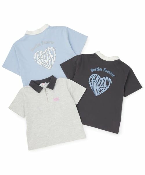 PINK-latte / ピンク ラテ Tシャツ | 【接触冷感】バックハート衿つきハーフZIP半袖T | 詳細6