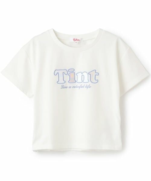 PINK-latte / ピンク ラテ Tシャツ | 【接触冷感】サイドドロストアップリケ半袖T(オフ ホワイト)