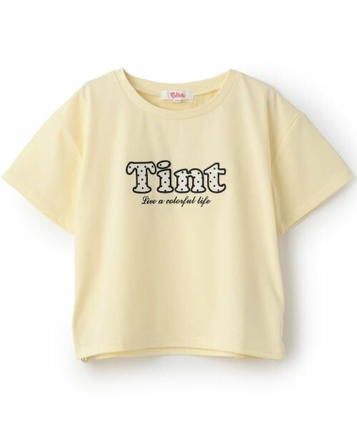 PINK-latte / ピンク ラテ Tシャツ | 【接触冷感】サイドドロストアップリケ半袖T(レモン イエロー)