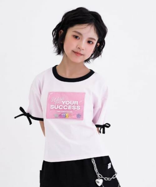 PINK-latte / ピンク ラテ Tシャツ | 【接触冷感】ラメクリアワッペン半袖リボンT | 詳細10