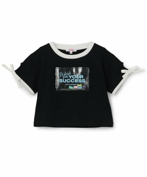 PINK-latte / ピンク ラテ Tシャツ | 【接触冷感】ラメクリアワッペン半袖リボンT（黒）