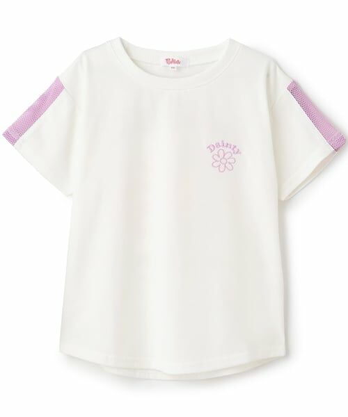 PINK-latte / ピンク ラテ Tシャツ | 【接触冷感】袖メッシュ切替チュニック半袖T(オフ ホワイト)