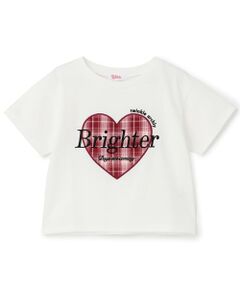 PINK-latte / ピンク ラテ Tシャツ | 【吸水速乾】チェックハートアップリケ半袖T