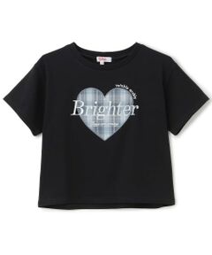 PINK-latte / ピンク ラテ Tシャツ | 【吸水速乾】チェックハートアップリケ半袖T
