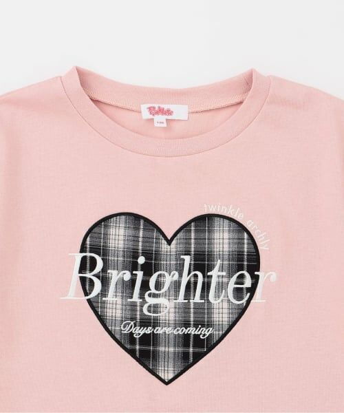 PINK-latte / ピンク ラテ Tシャツ | 【吸水速乾】チェックハートアップリケ半袖T | 詳細2