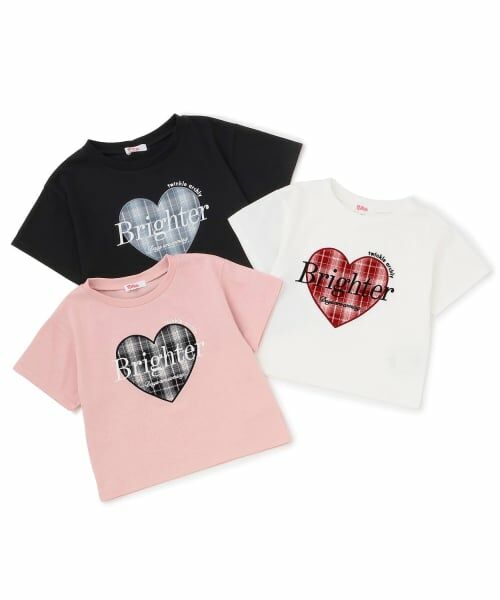 PINK-latte / ピンク ラテ Tシャツ | 【吸水速乾】チェックハートアップリケ半袖T | 詳細6