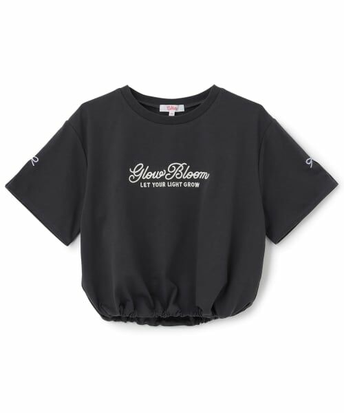 PINK-latte / ピンク ラテ Tシャツ | 裾ドロストりぼんタック半袖Tシャツ2（チャコール）