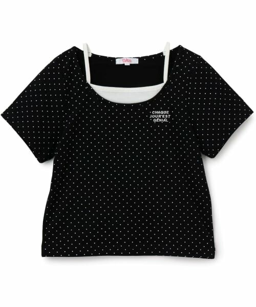 PINK-latte / ピンク ラテ Tシャツ | ドット柄レイヤード風トップス | 詳細19