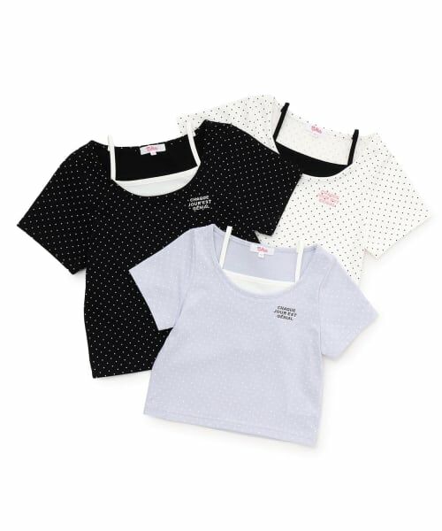 PINK-latte / ピンク ラテ Tシャツ | ドット柄レイヤード風トップス | 詳細6