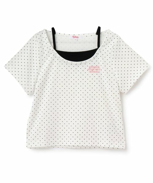 PINK-latte / ピンク ラテ Tシャツ | ドット柄レイヤード風トップス（ドット）