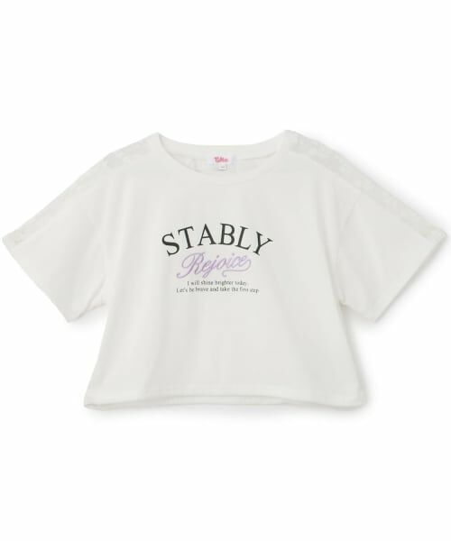 PINK-latte / ピンク ラテ Tシャツ | 【吸水速乾】肩レース切替半袖T(オフ ホワイト)
