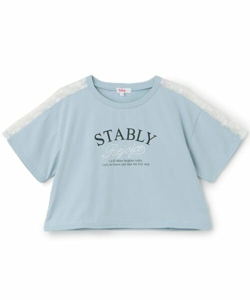 PINK-latte / ピンク ラテ Tシャツ | 【吸水速乾】肩レース切替半袖T(サックス)