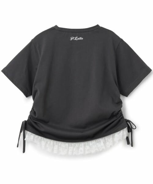 PINK-latte / ピンク ラテ Tシャツ | 【おしゃれキャット】【綿100%】裾レース半袖トップス | 詳細1