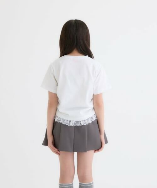 PINK-latte / ピンク ラテ Tシャツ | 【おしゃれキャット】【綿100%】裾レース半袖トップス | 詳細9