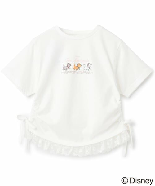 PINK-latte / ピンク ラテ Tシャツ | 【おしゃれキャット】【綿100%】裾レース半袖トップス（オフ ホワイト）