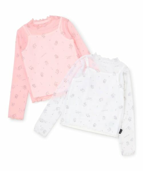 PINK-latte / ピンク ラテ Tシャツ | 【おしゃれキャット】シアー総柄トップス＋キャミセット | 詳細9