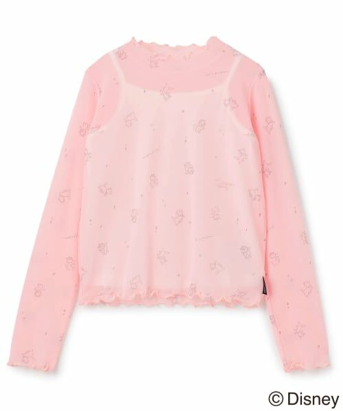 PINK-latte / ピンク ラテ Tシャツ | 【おしゃれキャット】シアー総柄トップス＋キャミセット（ライト ピンク）