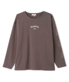 PINK-latte / ピンク ラテ Tシャツ | 【綿100%】袖くまちゃんロンT