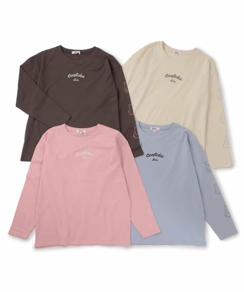 PINK-latte / ピンク ラテ Tシャツ | 【綿100%】袖くまちゃんロンT | 詳細8