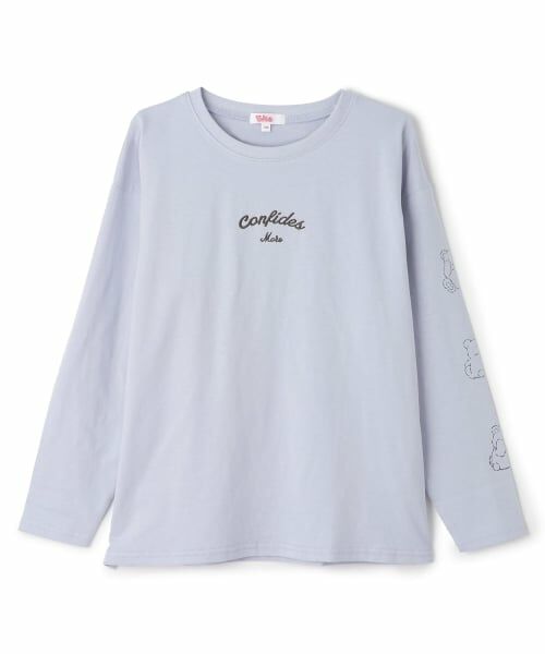 PINK-latte / ピンク ラテ Tシャツ | 【綿100%】袖くまちゃんロンT(ラベンダー)