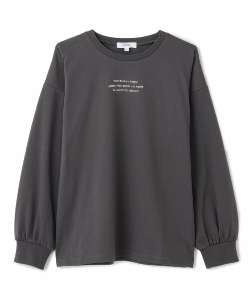 PINK-latte / ピンク ラテ Tシャツ | 【別注】リブつきバックプリントビッグロンT(チャコール)