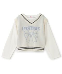 PINK-latte / ピンク ラテ Tシャツ | 【洗える】ロンTドッキングリボンニットベスト