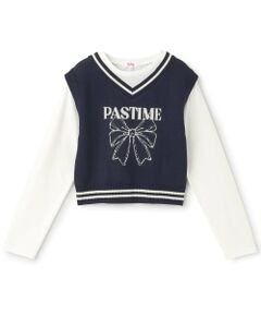 PINK-latte / ピンク ラテ Tシャツ | 【洗える】ロンTドッキングリボンニットベスト