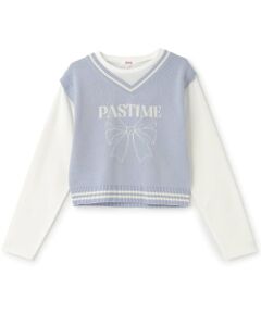 PINK-latte / ピンク ラテ Tシャツ | 【洗える】ロンTドッキングリボンニットベスト