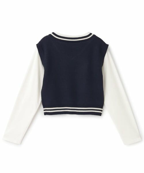 PINK-latte / ピンク ラテ Tシャツ | 【洗える】ロンTドッキングリボンニットベスト | 詳細1