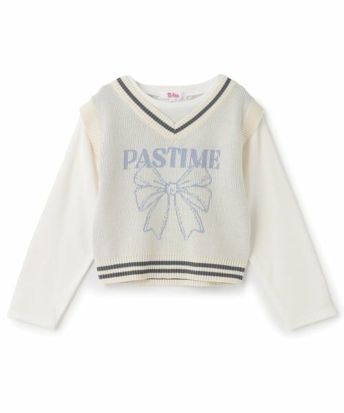 PINK-latte / ピンク ラテ Tシャツ | 【洗える】ロンTドッキングリボンニットベスト | 詳細18