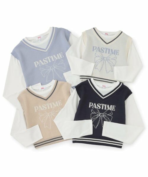 PINK-latte / ピンク ラテ Tシャツ | 【洗える】ロンTドッキングリボンニットベスト | 詳細6