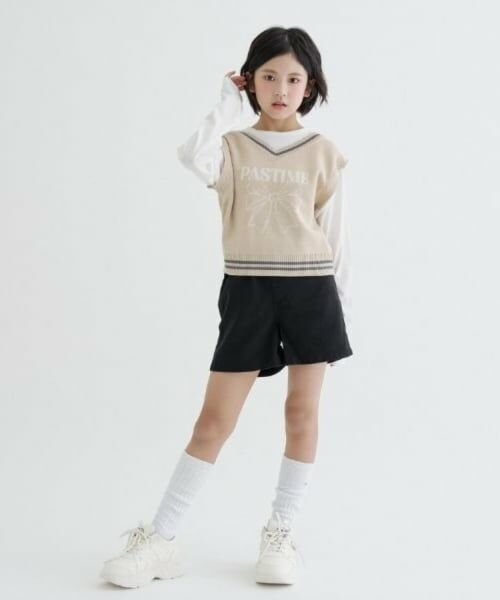 PINK-latte / ピンク ラテ Tシャツ | 【洗える】ロンTドッキングリボンニットベスト | 詳細8