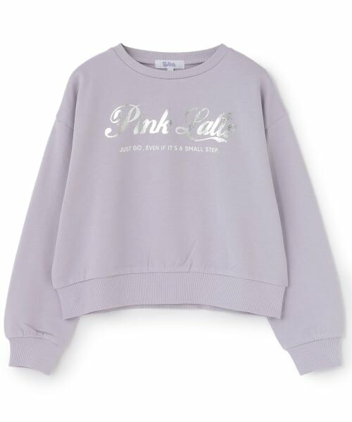 PINK-latte / ピンク ラテ スウェット | 【別注】【綿100%】箔プリント短丈裏毛トレーナー（ラベンダー）