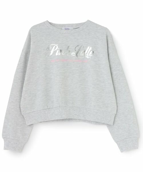 PINK-latte / ピンク ラテ スウェット | 【別注】【綿100%】箔プリント短丈裏毛トレーナー（シロ杢）