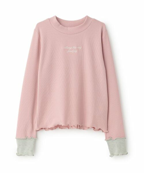 PINK-latte / ピンク ラテ Tシャツ | 袖配色メローテレコロンT(ライト ピンク)