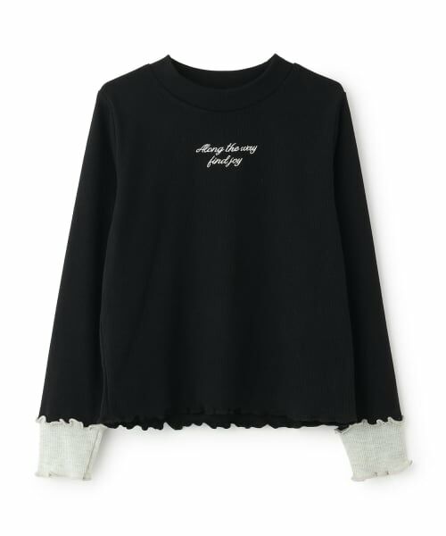 PINK-latte / ピンク ラテ Tシャツ | 袖配色メローテレコロンT(黒)