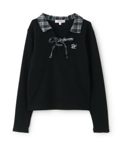 PINK-latte / ピンク ラテ Tシャツ | チェックシャツレイヤードテレコロンT