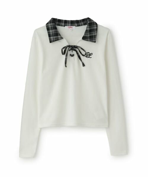 PINK-latte / ピンク ラテ Tシャツ | チェックシャツレイヤードテレコロンT(オフ ホワイト)