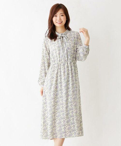 セール ラベンダープリント リボンワンピース ミニ丈 ひざ丈ワンピース Pink Adobe ピンクアドベ ファッション通販 タカシマヤファッションスクエア