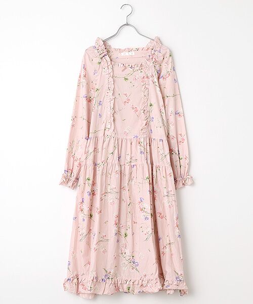 未使用】ピンクハウス モカ茶 豪華綿ローン段々ワンピース/定価