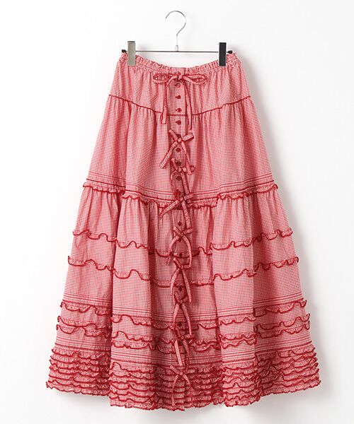 リボン使いギンガムチェックスカート ロング マキシ丈スカート Pink House ピンクハウス ファッション通販 タカシマヤファッションスクエア