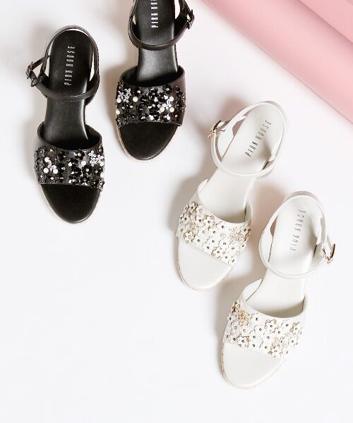 PINK HOUSE　サンダル フラワーモチーフ付き　花　ピンク PINK HOUSE サンダル フラワーモチーフ付き 花 ピンク