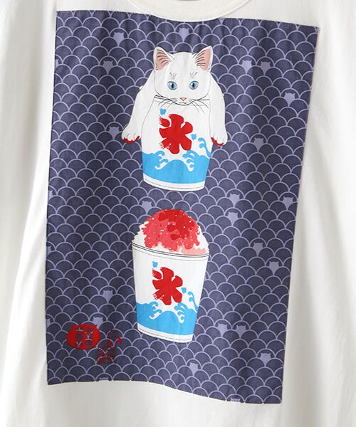 PINK HOUSE / ピンクハウス Tシャツ | 【アウトレット】かき氷と猫プリントＴシャツ | 詳細1