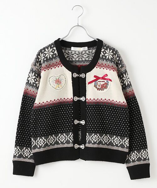 PINKHOUSE/ピンクハウス オーナメントワッペン付きニットカーディガン