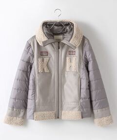 【アウトレット】KＨロゴ使いフェイクムートン使い中綿ブルゾン