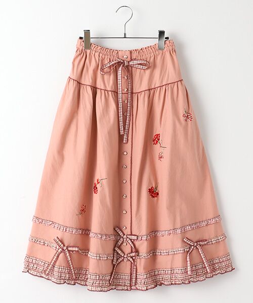 セール カーネーション刺繍スカート ロング・マキシ丈スカート