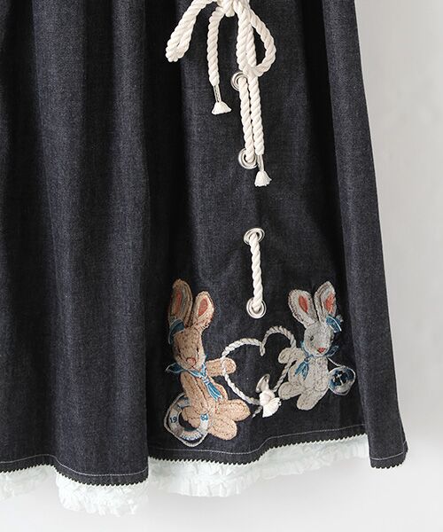 PINK HOUSE / ピンクハウス ロング・マキシ丈スカート | ハーバーラビット刺繍デニムスカート | 詳細6
