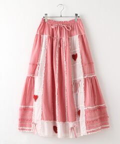 PINK HOUSE / ピンクハウス ロング・マキシ丈スカート | グレースフルハートレースギンガムパッチワークスカート