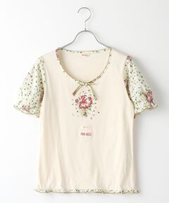 シロツメ草とレンゲ草刺繍カットソー